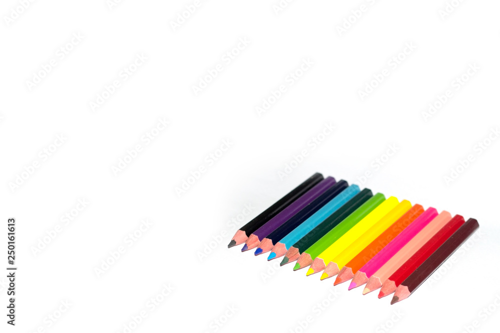 Colour pencils on white background Colour pencils on white background
