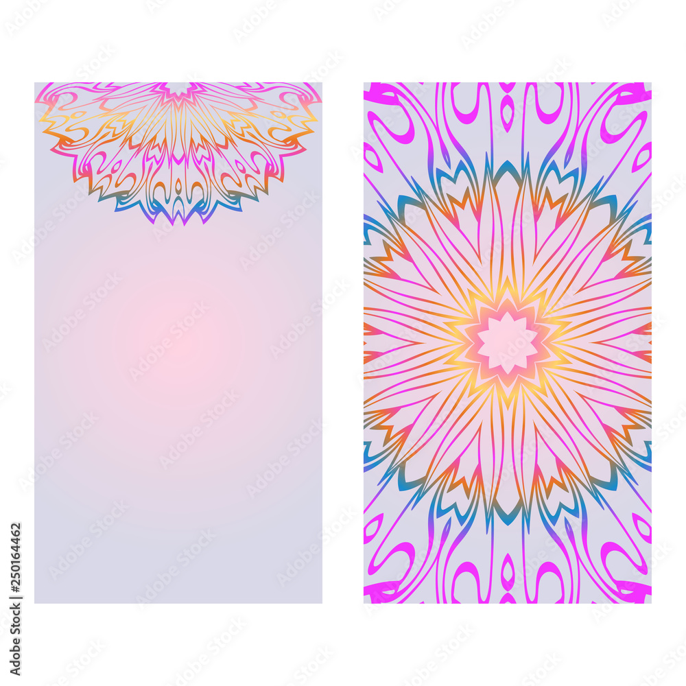 Modern Vector Template With Tribal Mandalas. For Brochure, Flyer, Cover, Magazine. Rainbow color Modern Vector Template With Tribal Mandalas. For Brochure, Flyer, Cover, Magazine. Rainbow color