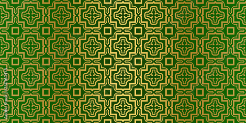 Wallpaper Mural Geometric Modern Luxury Ornament. Seamless Vector Pattern. For Wallpaper, Invitation, Fashion Design. Green gold color Torontodigital.ca