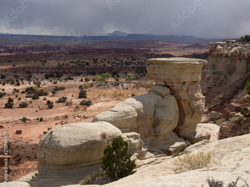 Large Rock Formation on Edge of Cliff Overlooking the Salt Wash of San Rafael Swell photo