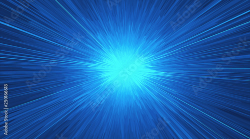 Background with explosion. Starburst dynamic lines. Solar or starlight emission. 3d futuristic technology style. Vector illustration.