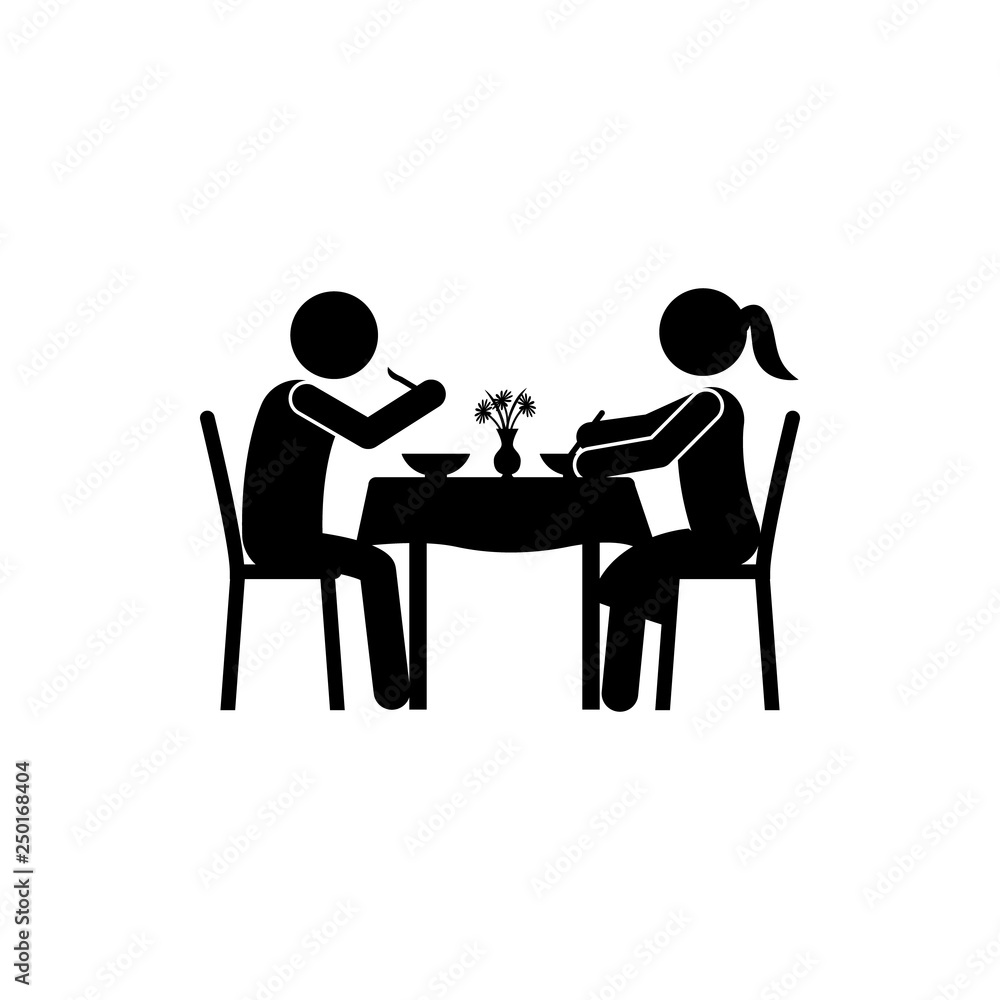 man, woman, eating in restaurant icon. Element of dinner in a restaurant illustration. Premium quality graphic design icon. Signs and symbols collection icon for websites