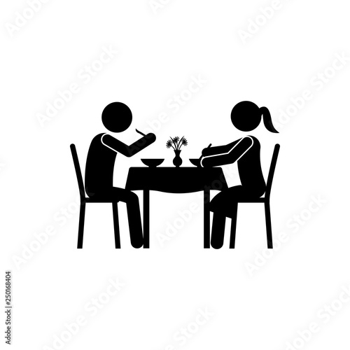 man, woman, eating in restaurant icon. Element of dinner in a restaurant illustration. Premium quality graphic design icon. Signs and symbols collection icon for websites