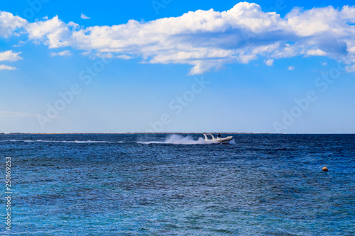 Speedboat sailing in Red sea in Hurghada, Egypt © olyasolodenko