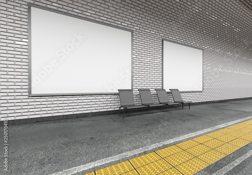 Mock up of an subway Billboard Advertisement - 3d rendering photo