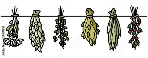 Witch herbs boho hanging flat style decoration