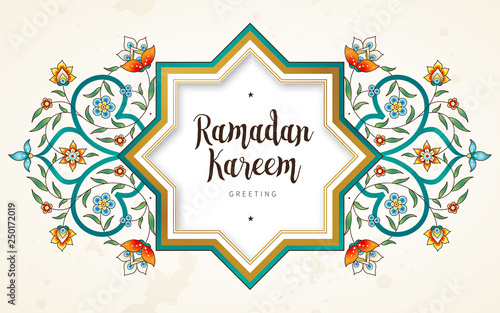 Vector card for Ramadan Kareem greeting.