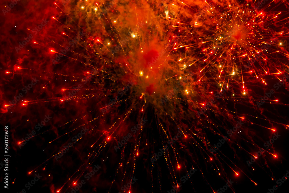Fototapeta premium lights from fireworks on black background