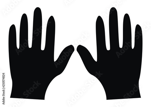 two hands, silhouette, black vector icon