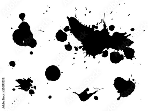 Collection of Ink blots isolated on white background