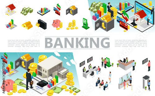 Isometric Banking Elements Set