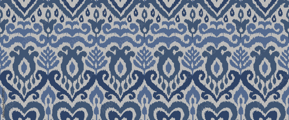 Ikat Ornament Ethnic Vector Seamless Pattern