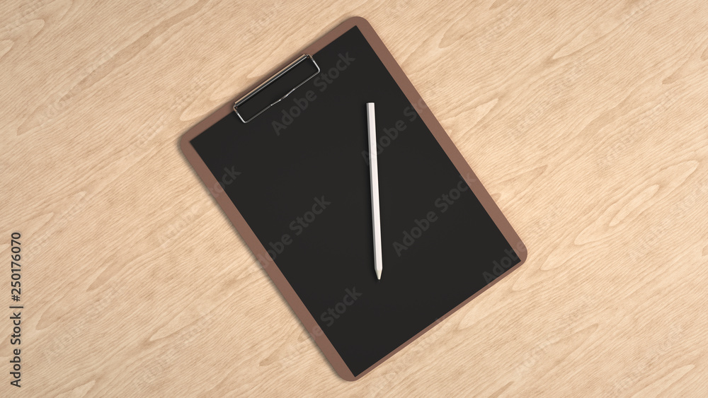 Clipboard with sheet of paper and pencil Clipboard with sheet of paper and pencil