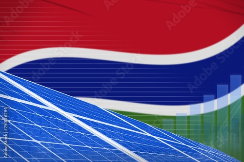 Gambia solar energy power digital graph concept - modern natural energy industrial illustration. 3D Illustration