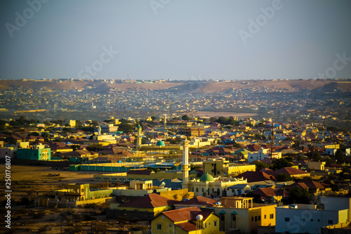 Aerial view to Hargeisa, biggest city of Somaliland, Somalia photo