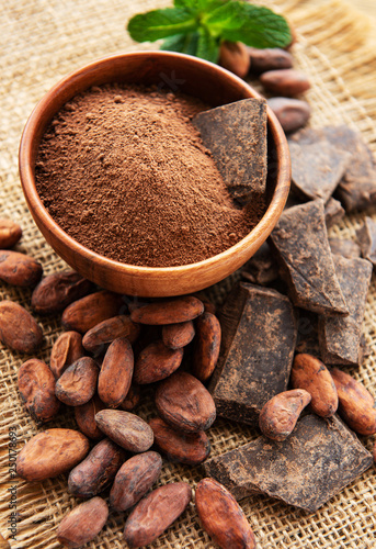 Cocoa powder and beans