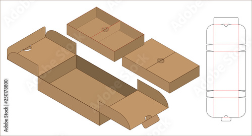 Box packaging die cut template design. 3d mock-up