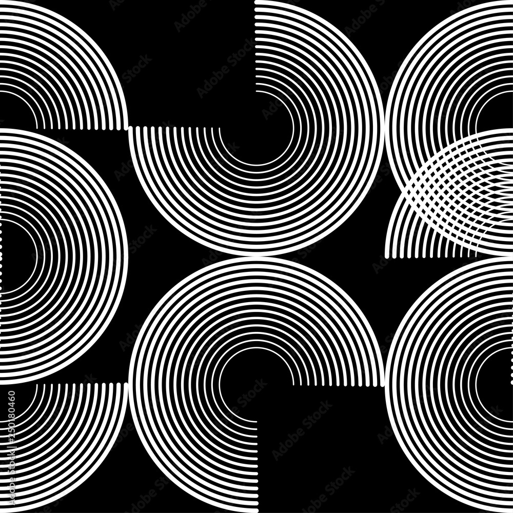Polka dot seamless pattern. The semi-circles of thin strips. Geometric background. Can be used for wallpaper, textile, invitation card, wrapping, web page background. Polka dot seamless pattern. The semi-circles of thin strips. Geometric background. Can be used for wallpaper, textile, invitation card, wrapping, web page background.