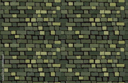 Vector khaki brick wall background. Seamless texture