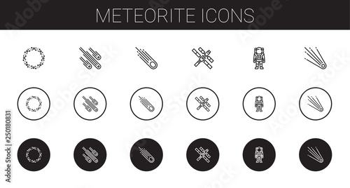 meteorite icons set