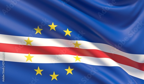Free Download Flag of Cape Verde. Waved highly detailed fabric texture. - GFXLoad