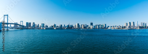 (東京都-風景パノラマ)レインボーブリッジから晴海埠頭までの風景１