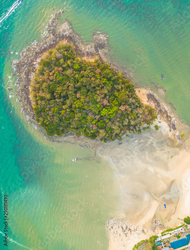 aerial top view above Koh Kwang island Kwang beach Krabi 