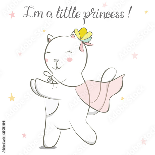 Cute baby kitty. Little cat girl dancing.