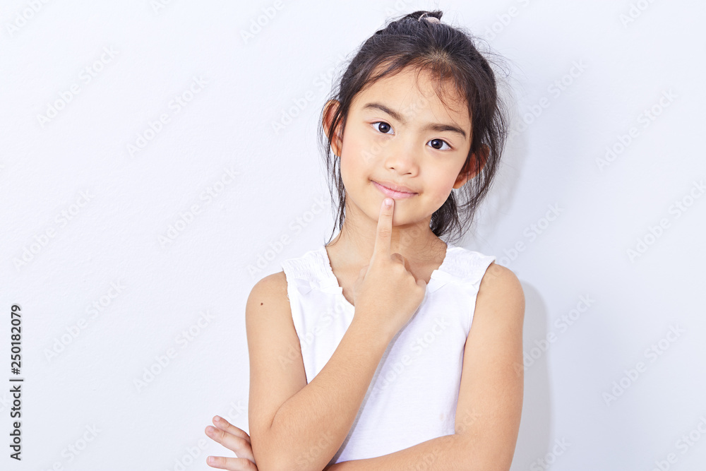 Asian girl children at room