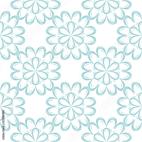 Floral seamless background. Blue pattern on white