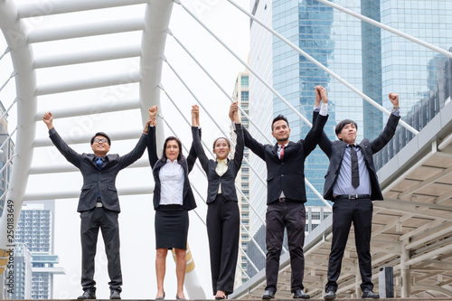 Bilde på lerret Professional group business person arm raised up are growing and success