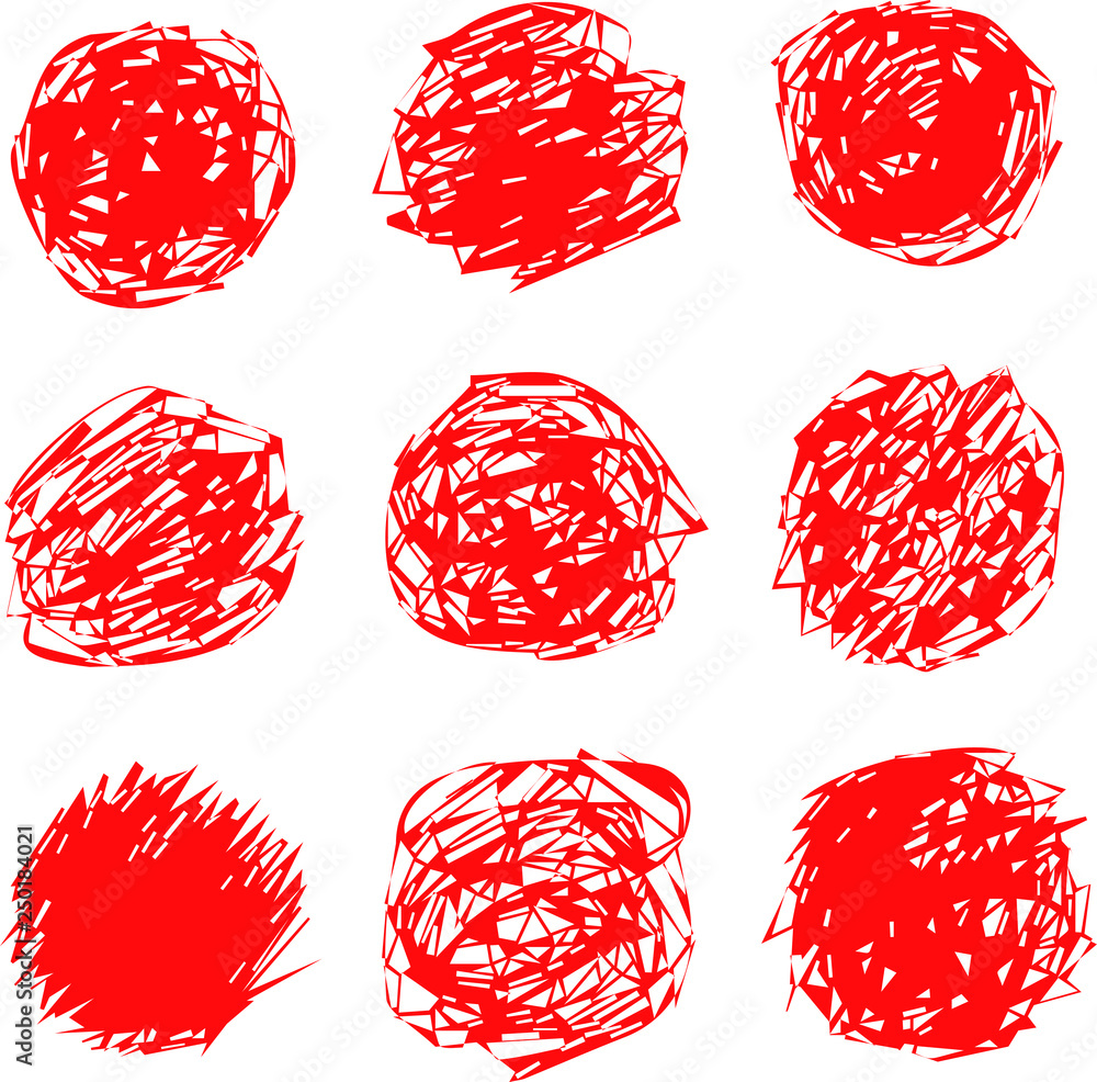 Illustration of Red graffiti geometric circle set Illustration of Red graffiti geometric circle set