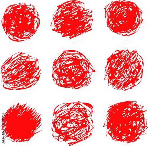 Illustration of Red graffiti geometric circle set