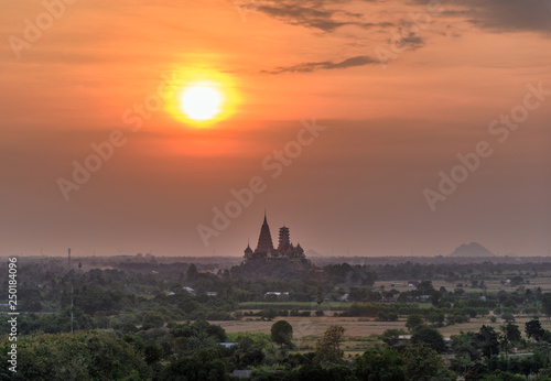 Colorful sunrise on Wat Tham Sua, Tiger cave on hill at morning © Mumemories
