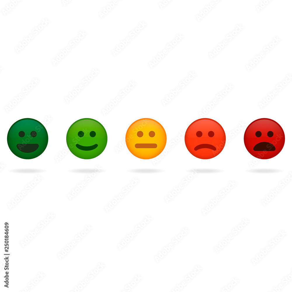vector illustration user experience feedback concept different mood smiley emoticons emoji icon positive, neutral and negative. vector illustration user experience feedback concept different mood smiley emoticons emoji icon positive, neutral and negative.
