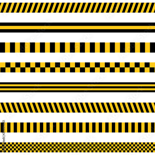 Yellow with black police line and danger tapes. Vector illustration. © Даша Рябець