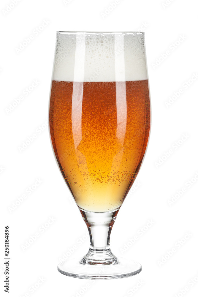Glass of beer isolated on a white background