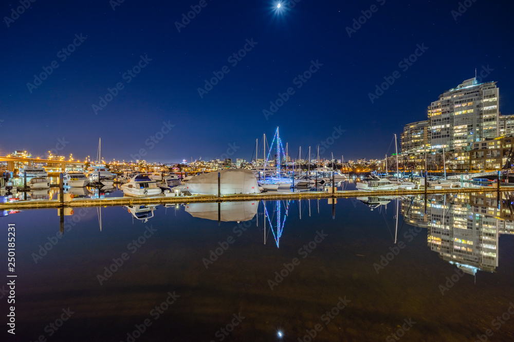 yaletown harbor at night