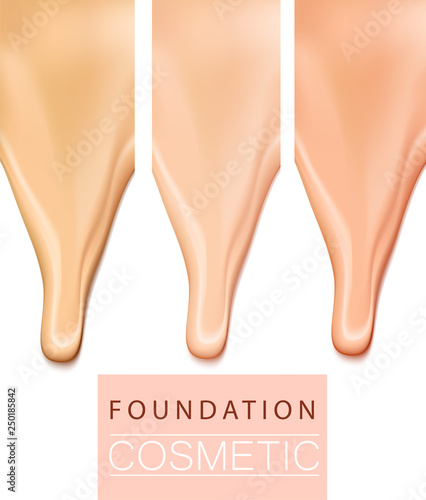 Foundation liquid treecolor texture, creamy skin tone foundation in 3d illustration, extreme close up look