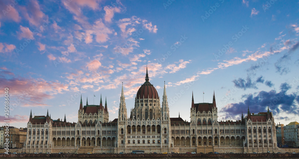 Hungary, Budapest Parliament view from Danube river	