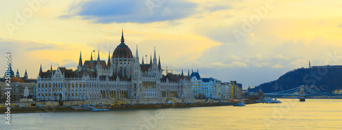 Hungary, Budapest Parliament view from Danube river 