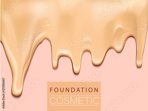 Foundation liquid texture, creamy skin tone foundation in 3d illustration, extreme close up look