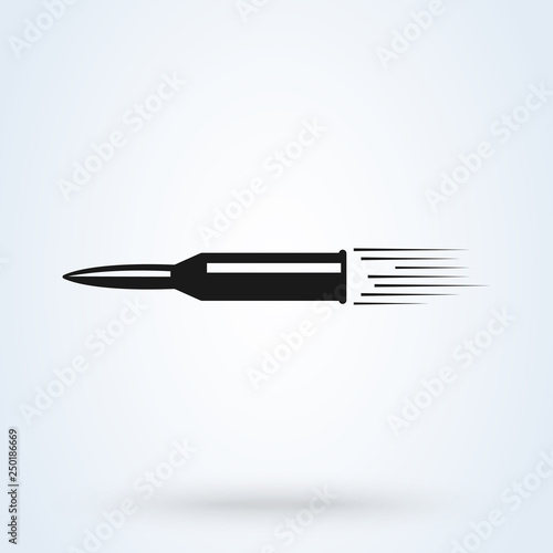 Flying bullet glyph icon. Speed. Vector Weapon shot