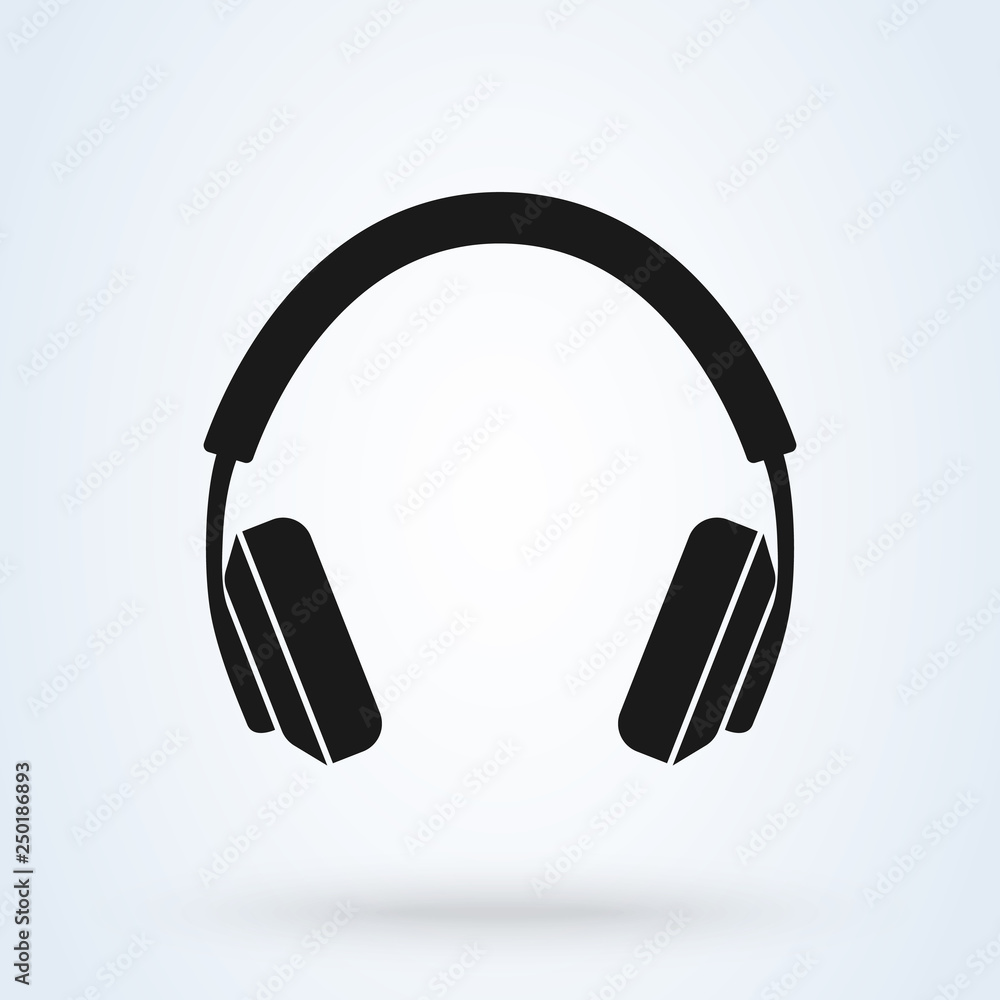 Vector headphones icon. Black symbol silhouette isolated on modern background Vector headphones icon. Black symbol silhouette isolated on modern background