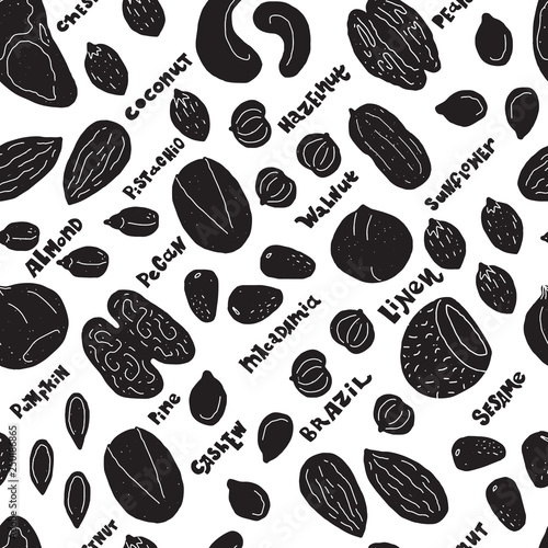 Nuts&seeds vector seamless