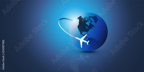     Traveling Around the World - Travel by Airplane - Globe Design 
