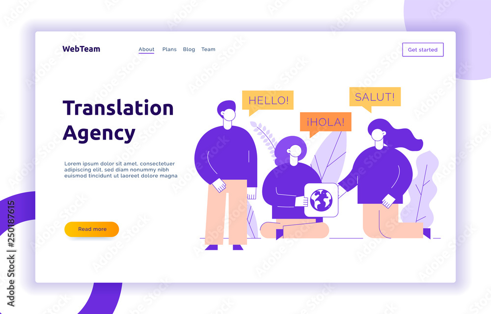 Vector flat line translation design concept of big modern people with word Hello in English, Spanish and French. Trendy language courses, translation agency illustration with earth globe and leaves. Vector flat line translation design concept of big modern people with word Hello in English, Spanish and French. Trendy language courses, translation agency illustration with earth globe and leaves.