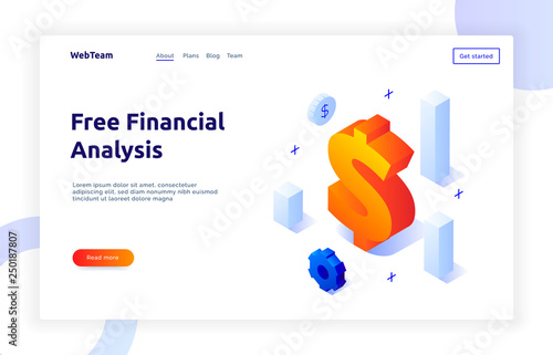 Isometric money investment and growth gradient style design concept, analysis and finance modern web banner illustration