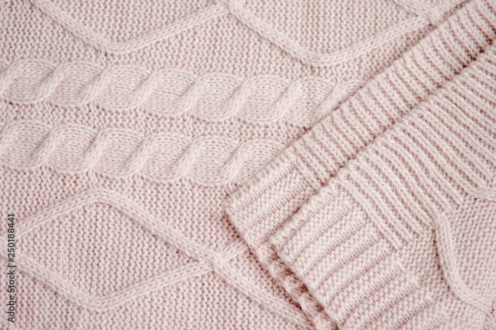 Knitted plaid with patterns clouse-up Knitted plaid with patterns clouse-up