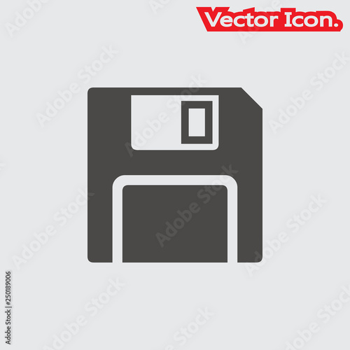 Diskette icon isolated sign symbol and flat style for app, web and digital design. Vector illustration.